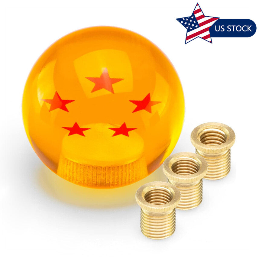 Round Dragon Ball 5 Star Shift Knob Manual Gear Shifter Head with 3 Adapters