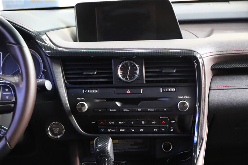 Middle Console Dashboard Strip Trim Fit for Lexus RX 2016-20 Black Carbon Fiber