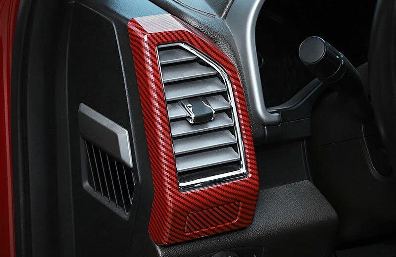 Red Carbon Fiber LR AC Air Outlet Vent Cover Trim for Ford F150 F-150 2015-20 A