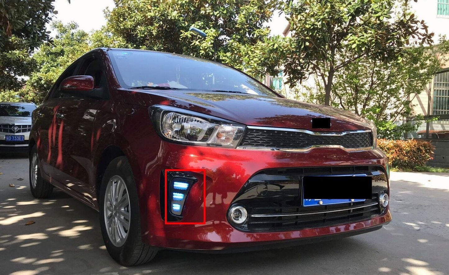 For 2017-2020 for Kia Pegas Car Front Bumper Fog Lamp Modified LED Tricolor Assembly