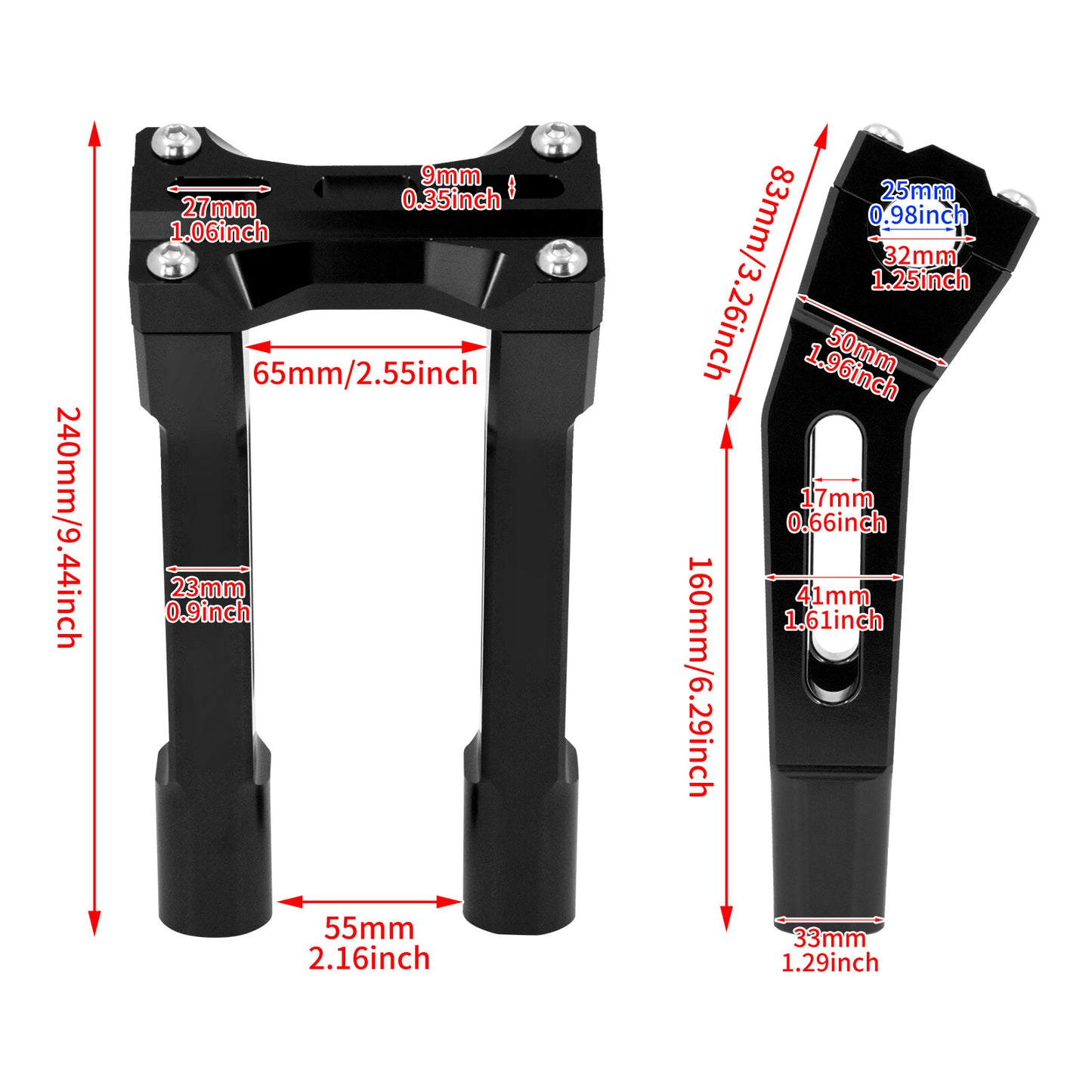Pullback 10 Riser Clamp for Harley 1 1.25 Handlebar Softail 95-15 Dyna 96-17