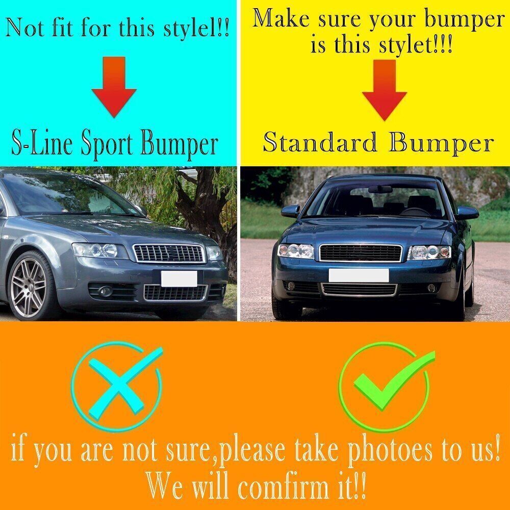 Suitable for Audi A4 B6 2001 - 2005 1 Dual front bumper, side fog lights, hexagonal grille