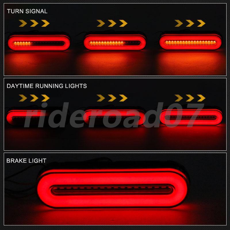 2X 5in Oval LED Stop Turn Tail Brake Lights Flowing DRL Red Amber Truck Trailer
