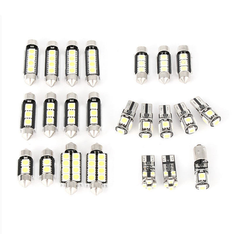 23Pc Car Interior Dome Map White LED Light Bulb Door Mirror Trunk Lights T10 Kit