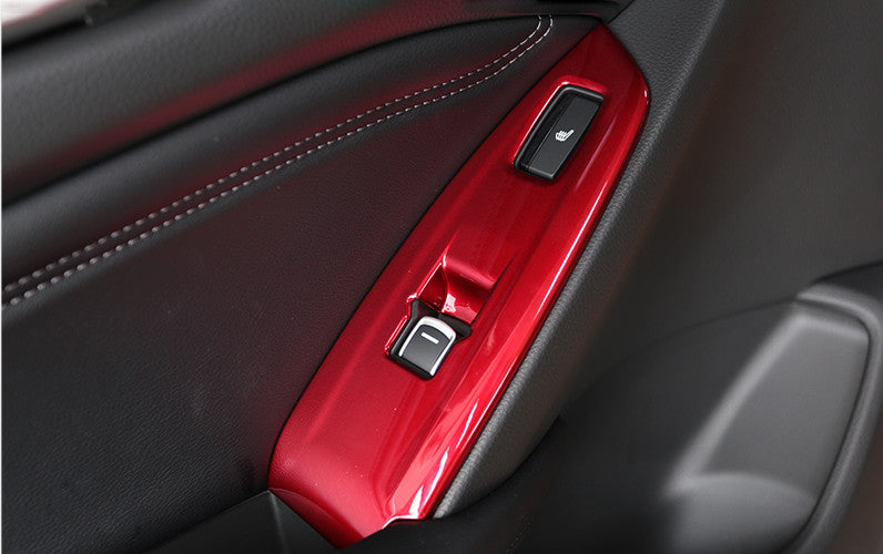4pcs ABS Red Window Lift Panel Switch Cover Trim for Honda Accord 10th 2018-2021