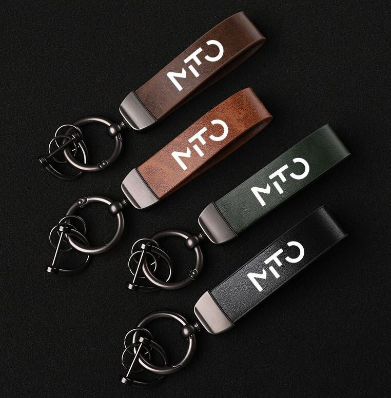 Suitable for Alfa Romeo 147 car keychain/key ring, dark brown leather horseshoe buckle gift.