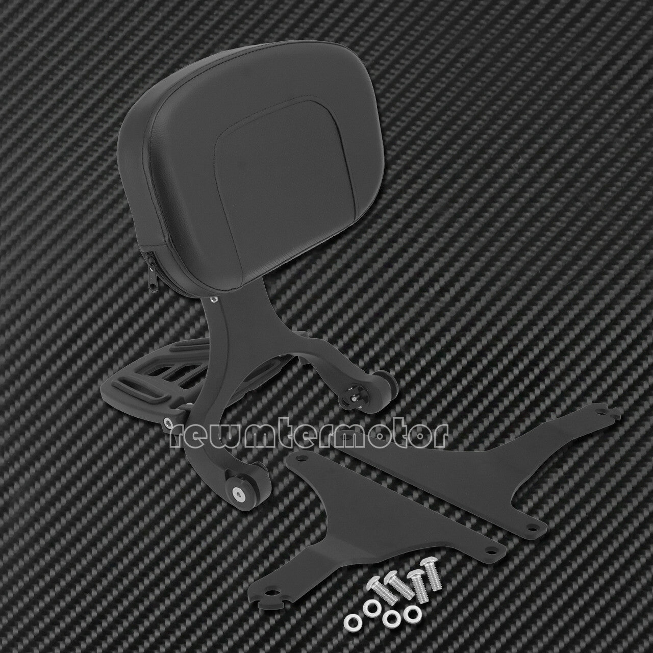 All Black djustable Driver Passenger Backrest Fit for Harley Fat Boy 2008-2017