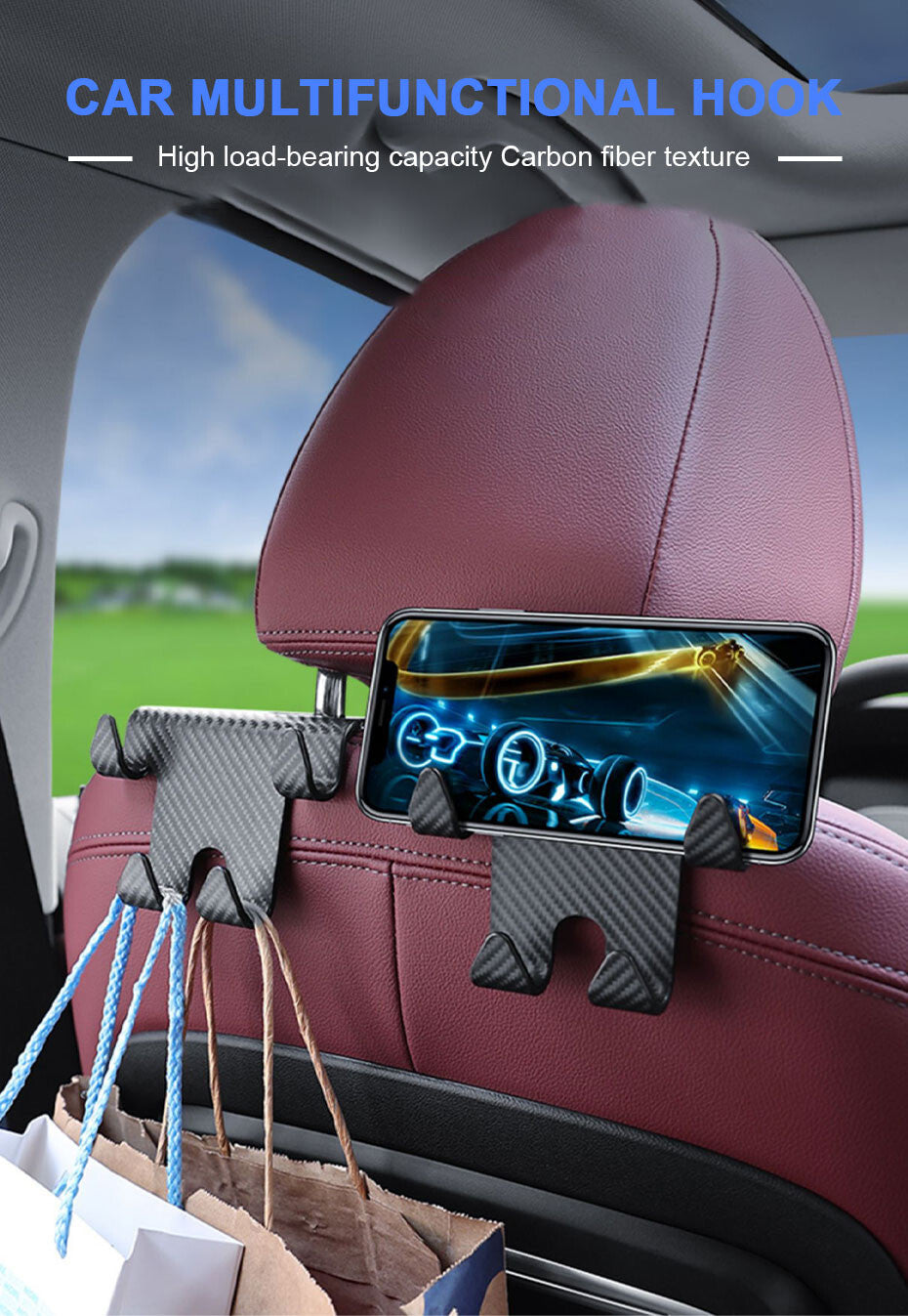 2PCS Car for Seat Front Back Headrest Hooks Truck Coat Purse Bag Hanger Holder ABS