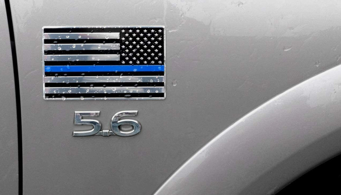 Car side fender rear badge decal silver black blue American flag for Chevrolet