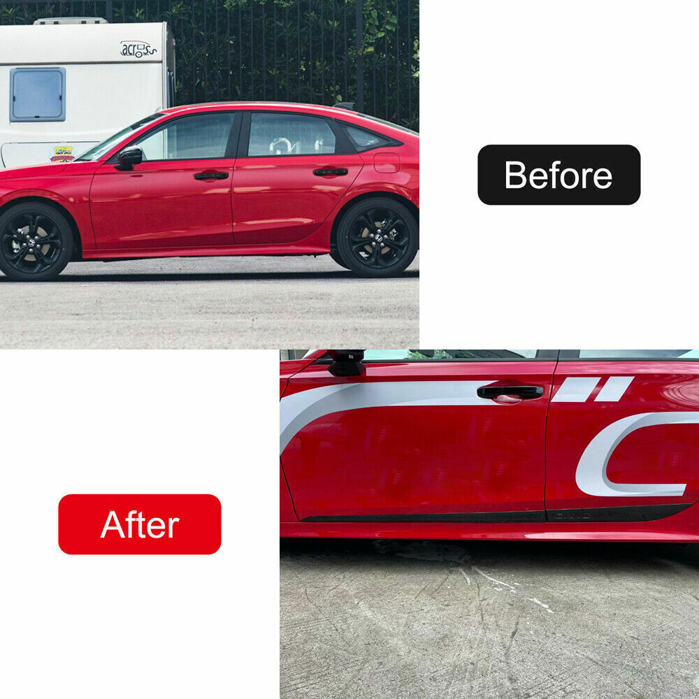 for Honda for Civic 2022-23 Carbon Fiber ABS Door Side Body Moulding Cover Trim Kit