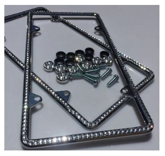 2. Car license plate frame cover back cover silver glitter crystal thin suitable for ford