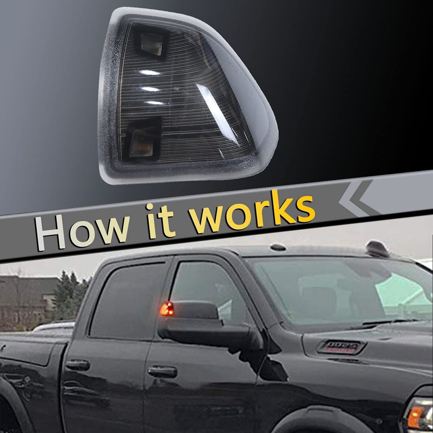 2x Smoke Lens Amber LED Side Mirror Turn Signal Light for Dodge for Ram 1500 2500