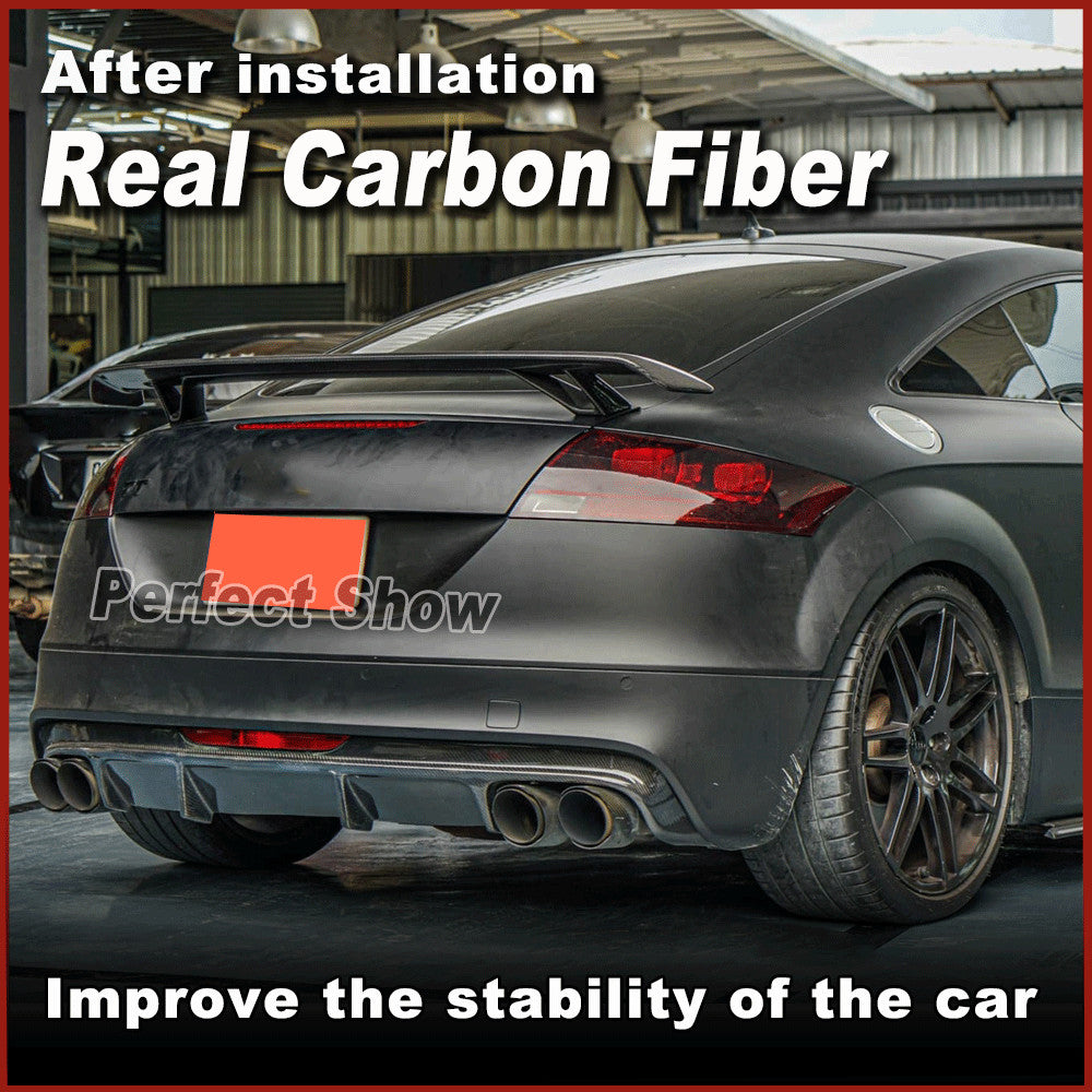REAL Carbon Rear Bumper Lip Diffuser Dual Exhaust for Audi TTS 08-14 TT 2013-14