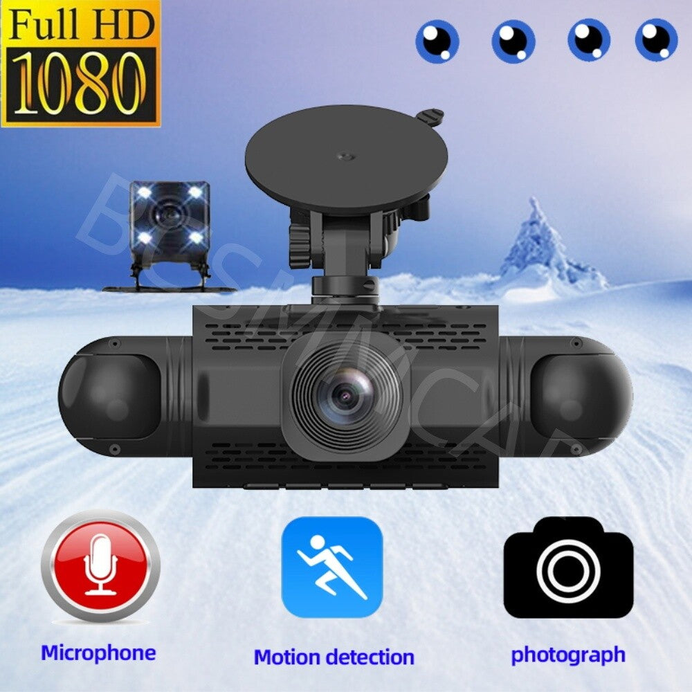 3 Lens Dash Cam Car DVR Front Left Right Rear Loop Recording G-Sensor Camera