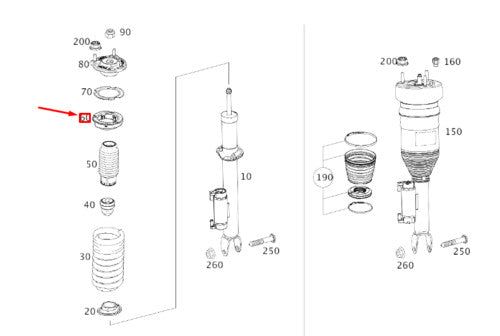 Front top coil spring pad 2053220184 suitable for Mercedes C257 CLS 350 W205 C63 AMG C200