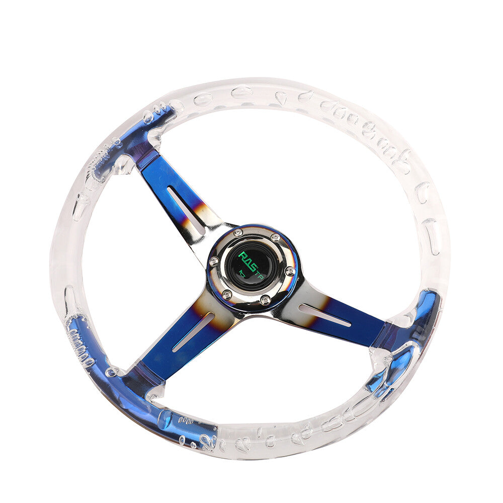 US Car Acrylic Steering Wheel Bluing Spokes Blue 350mm 14inch Racing