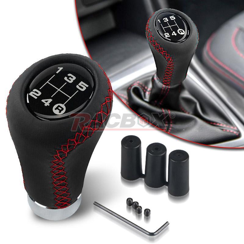 Black 5 Speed Car Gear Stick Shift Knob Shifter Lever Leather Universal Manual