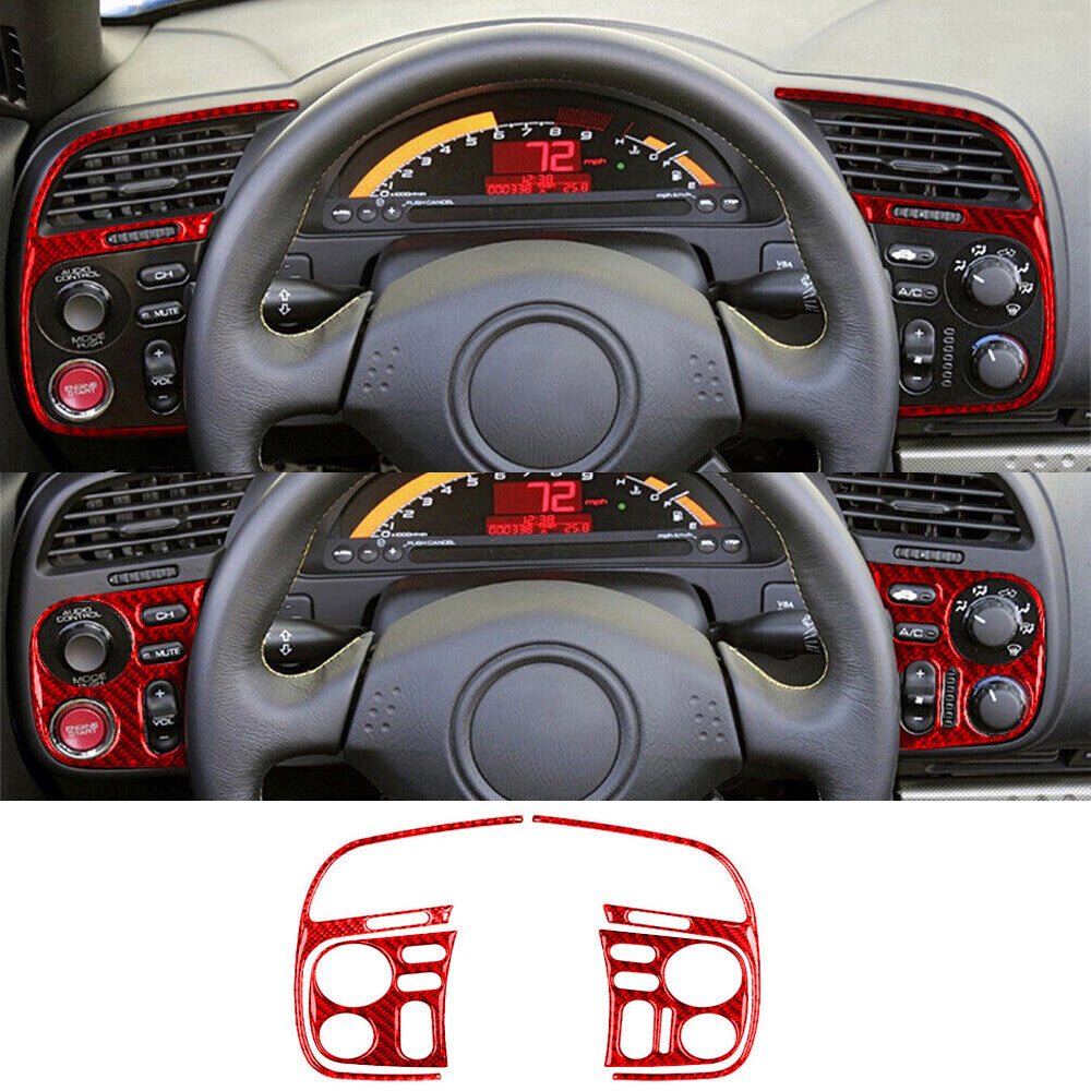 24Pcs Red Carbon Fiber Interior Full Set Trim Cover Kit for Honda S2000 2004-09