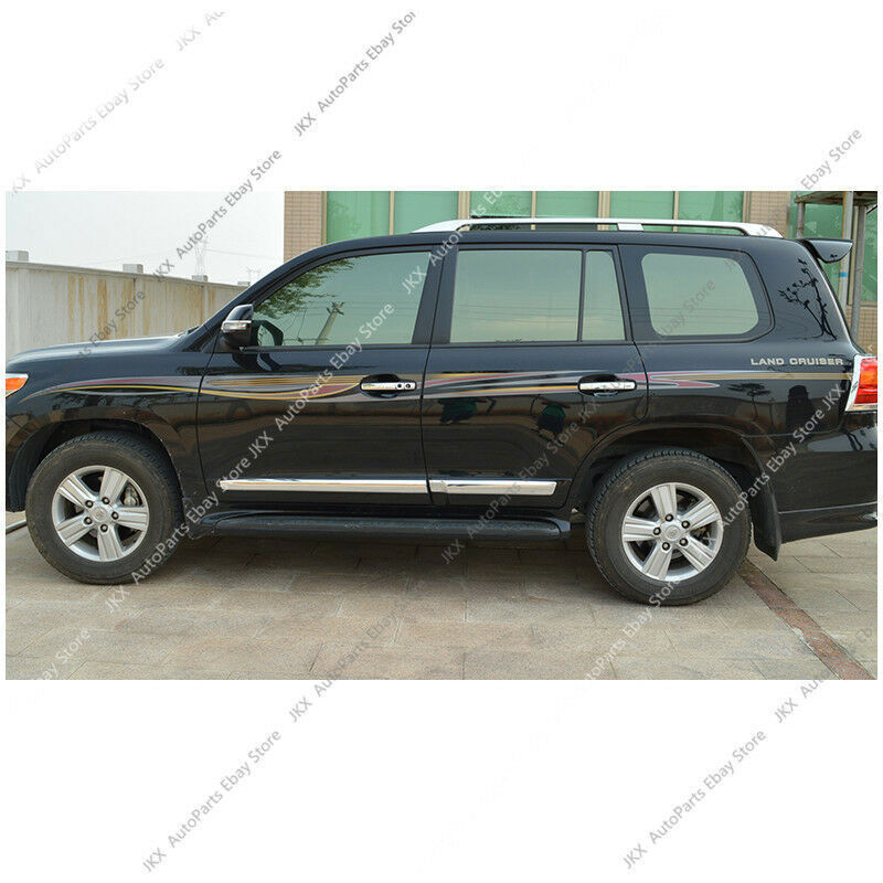 for Toyota for Land Cruiser LC200 2008-2021 Black+Chrome Door Body Molding Trim New