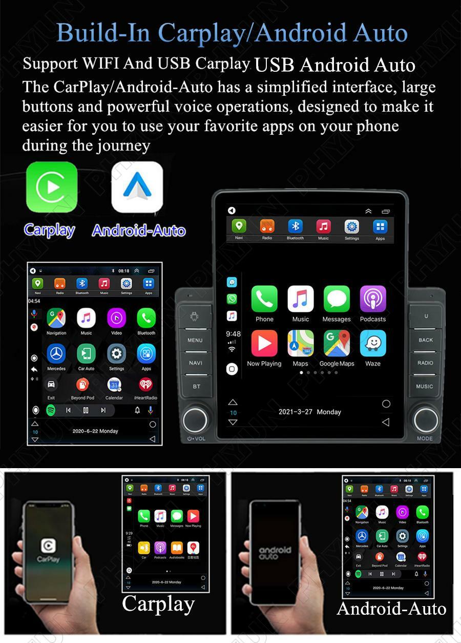Android 10.1 Radio Stereo GPS Nav Head Unit w/Carplay For 09-11 for Dodge for Ram Pickup