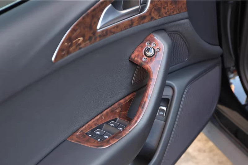 for Audi A6L 2012-18 Agate Wood Grain Door Window Switch Lift Lock Cover Trim 8P