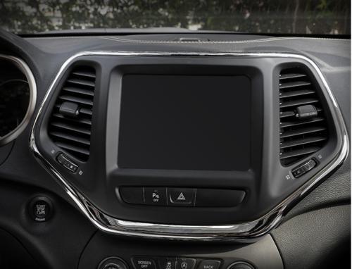 for Jeep Cherokee 2014-2018 Silver Chrome Central Console Navigation Frame Trim