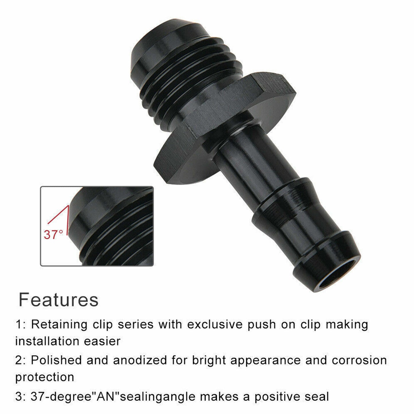 AN6 Male Straight Flare to 5/16 Push On Barb Adapter Aluminum Oil Hose Fittings