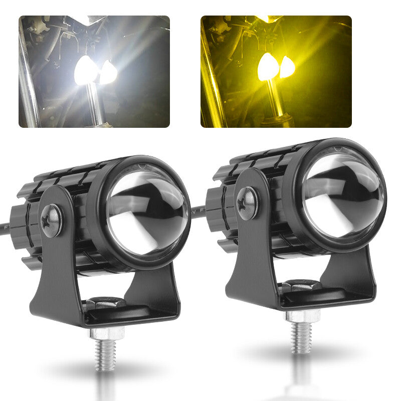 2X for Mini Motorcycle LED Driving Fog Spot Light Amber Projector Lamp for Jeep SUV