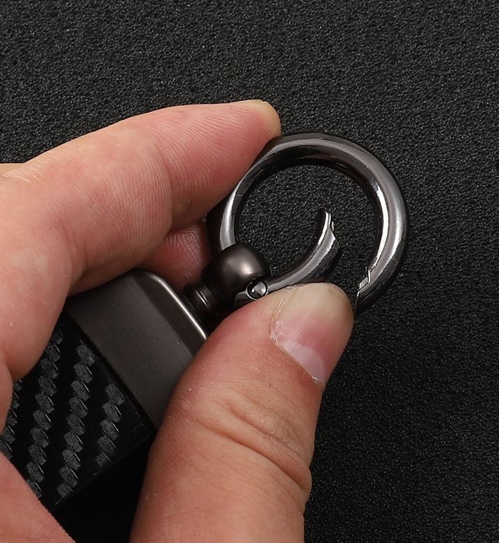 Carbon fiber black and red car keychain/key ring with horseshoe buckle suitable for Audi for A6