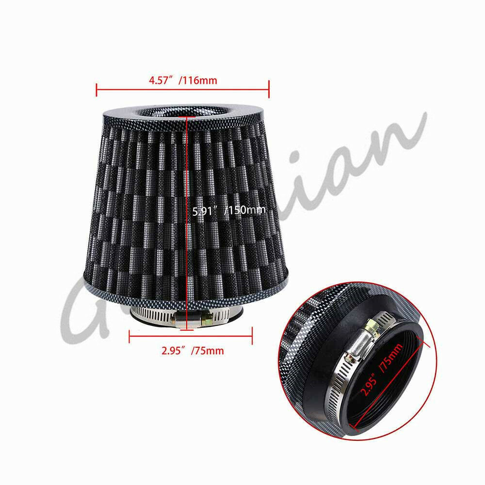 1X Silver 3 76mm Air Filter Intake Pipe Hose For Car Auto Replacement Universal