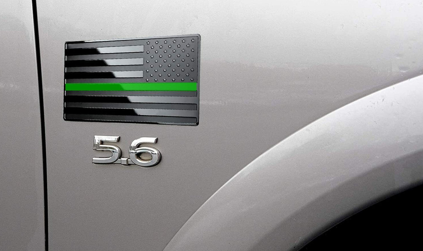 2. Car side fender rear trunk badge sticker, American flag, black and green, suitable for Chevrolet .