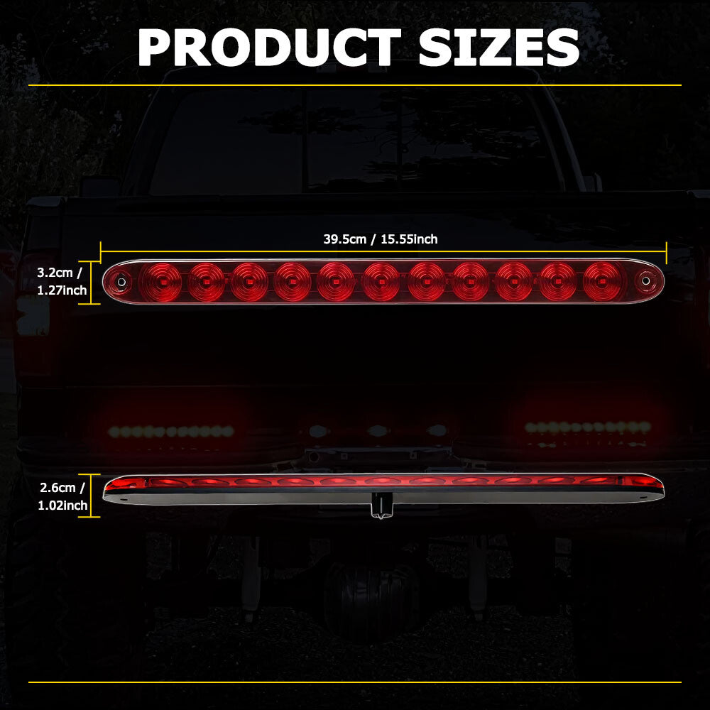 4 x 15-inch red LED light strips, gaps, stop side markings, rear brake light strip, B