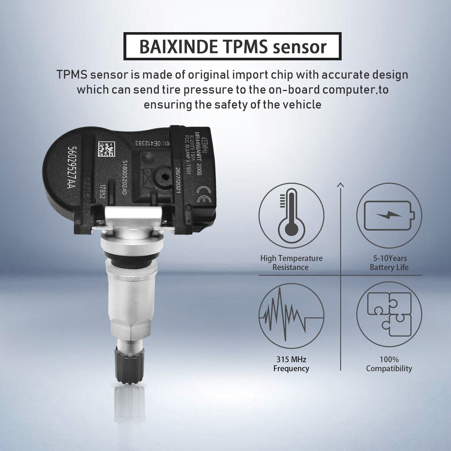 4x Tire Pressure Sensor TPMS 433MHz for 2012-2013 for Chrysler 200 for Dodge Avenger US