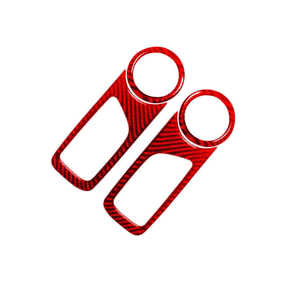 Red Front Door Handle & Horn Ring Trim Carbon Fiber for Toyota Tacoma 2012-2015