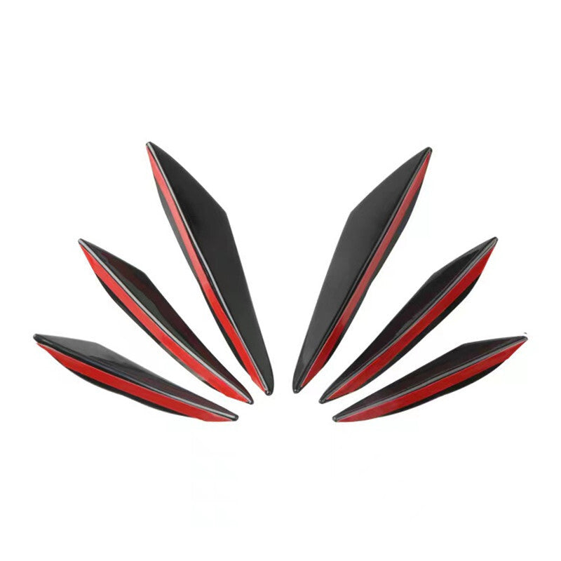 6pcs Universal Black Bumper Lip Rubber Fin Splitter Spoiler Canard Valence Pad