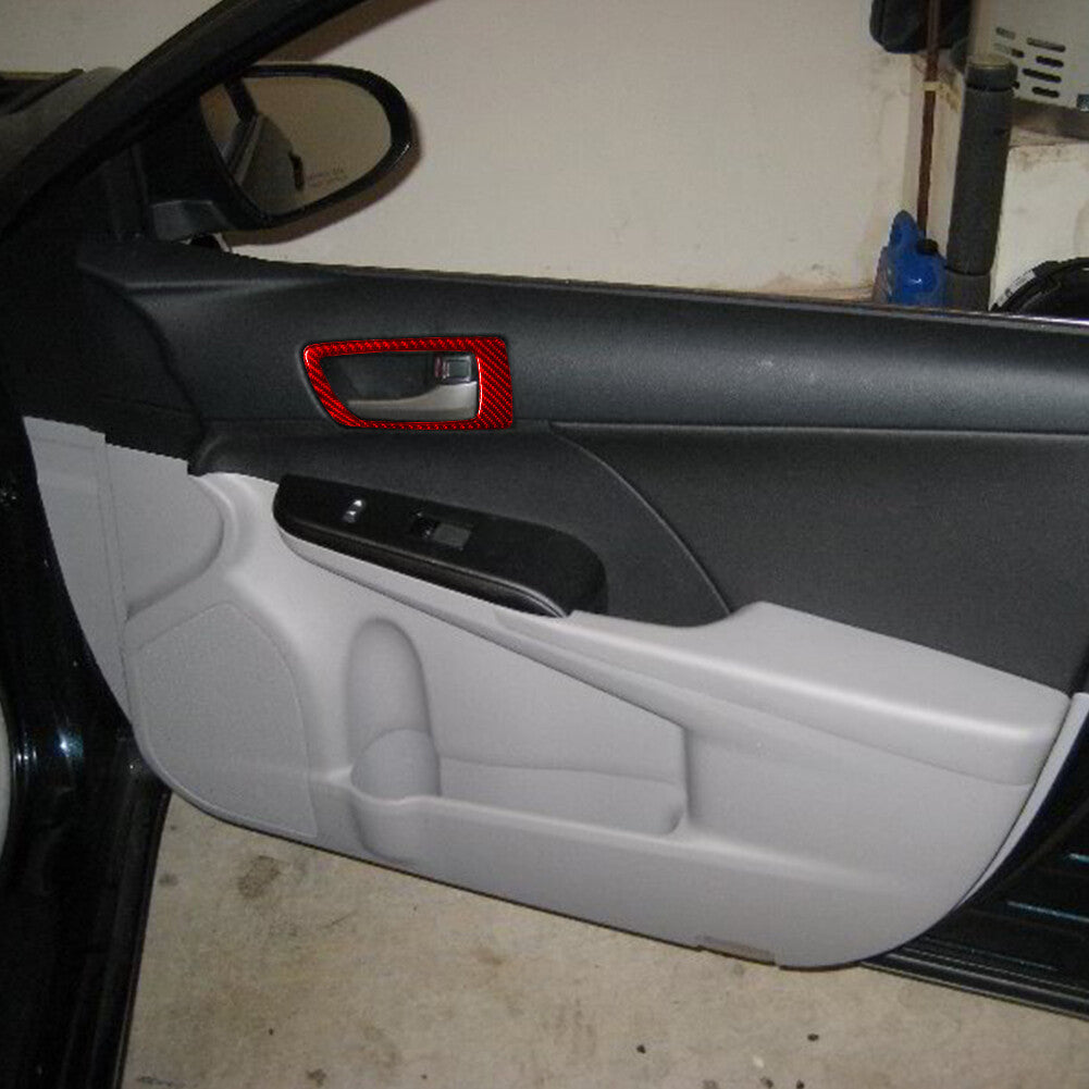 Red Carbon Fiber Front Door Handle Panel Trim Cover for Toyota for Camry 2012-2014