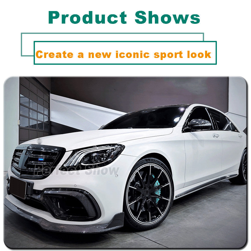 Carbon Fiber Side Skirt Extension Lip for Mercedes-Benz W222 Sport S63 Sedan