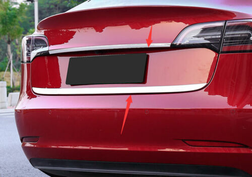 Stainless Rear Door Trunk Lid Tailgate Strip Trim 2x for Tesla Model 3 2017-2022