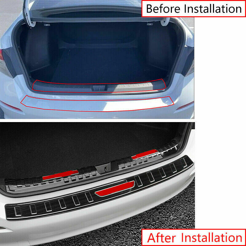 2P for Honda for Civic 2016-2020 Black Brushed Rear Bumper Protector Sill Plate Trim