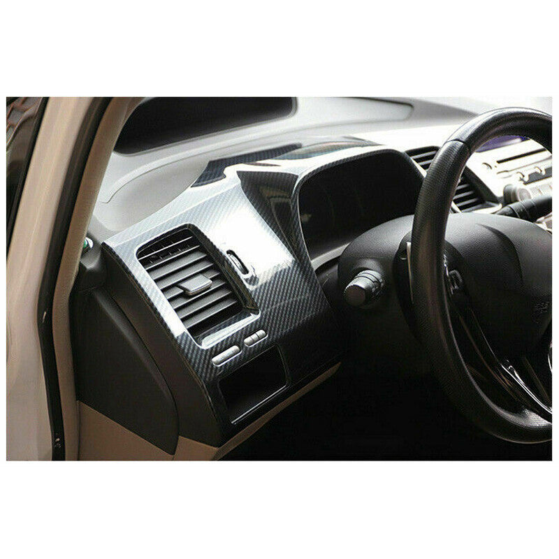 for Honda for Civic 2006-11 Carbon Fiber Inner Dashboard Instrument Panel Cover Trim
