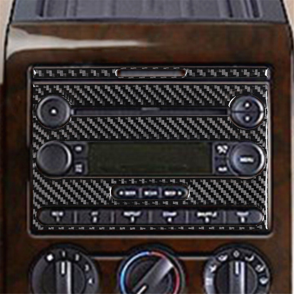 2Pcs Carbon Fiber Interior Radio With CD Cover Trim for Ford F-150 FX4 2004-2008