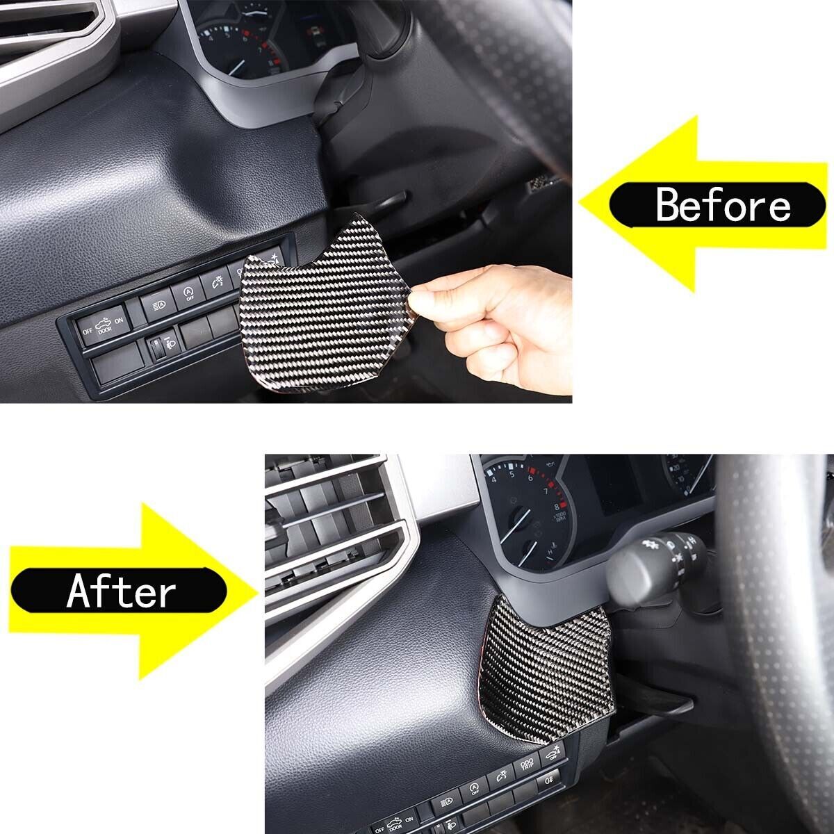 For Toyot@ Tundr@ 2022-2023 Engine Start Stop Switch Button Cover Carbon Fiber¡Á2