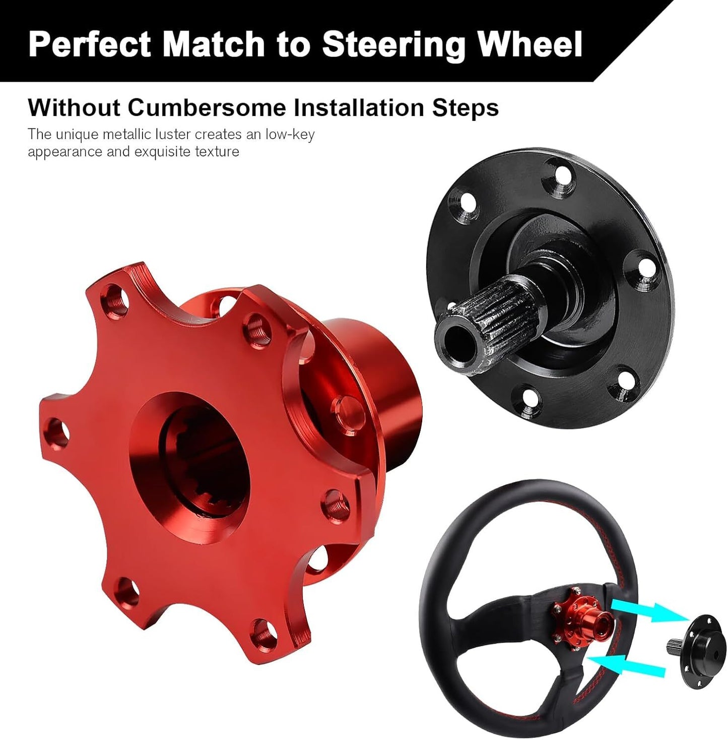 Red Universal Steering Wheel Quick Release Hub Adapter 6 Hole Snap Off Boss Kit