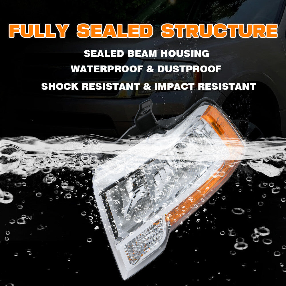 Headlight Headlamp For 2015-2017 for Ford Expedition Halogen Chrome Driver FO2502346