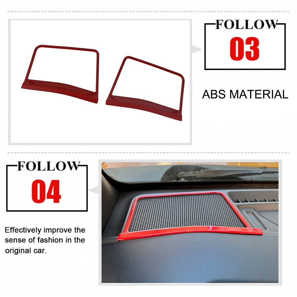 Red Front A-Pillar Speaker Audio Ring Decal Cover Trim for Ford Bronco 2021-2024