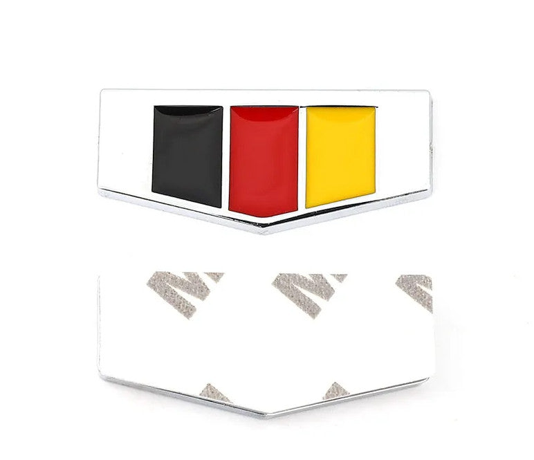 Car side fender rear badge sticker silver metallic 3D German flag