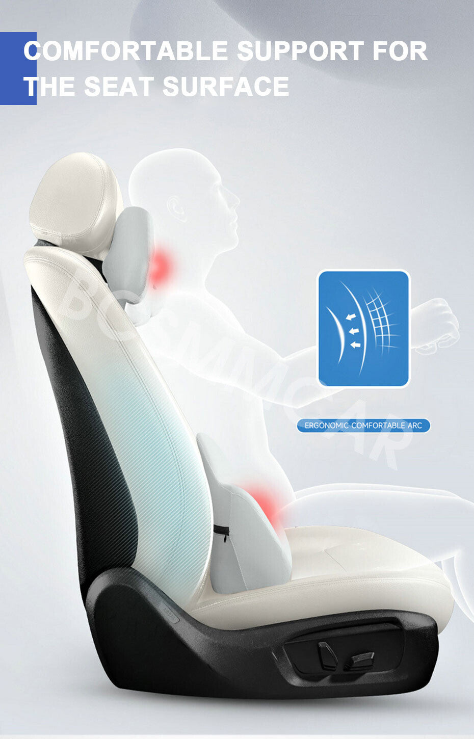 Car Waist Cushion Support Lumbar Office Chair for Seat Back Pillow Trim W/Zipper