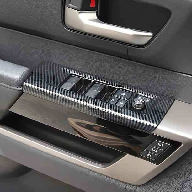 Carbon Fiber Window Switch Panel Cover Trim Fit for Toyota Tundra 2022-2024