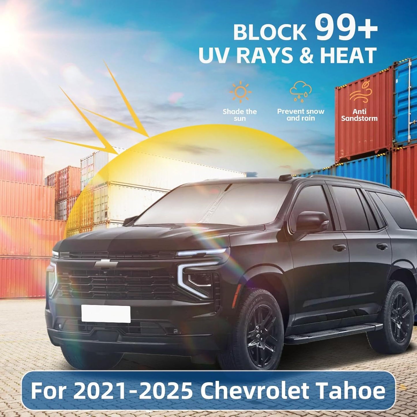 For 2021-2025 for Chevy Tahoe Car Front Windshield Sun Shade Foldable Anti UV Cover