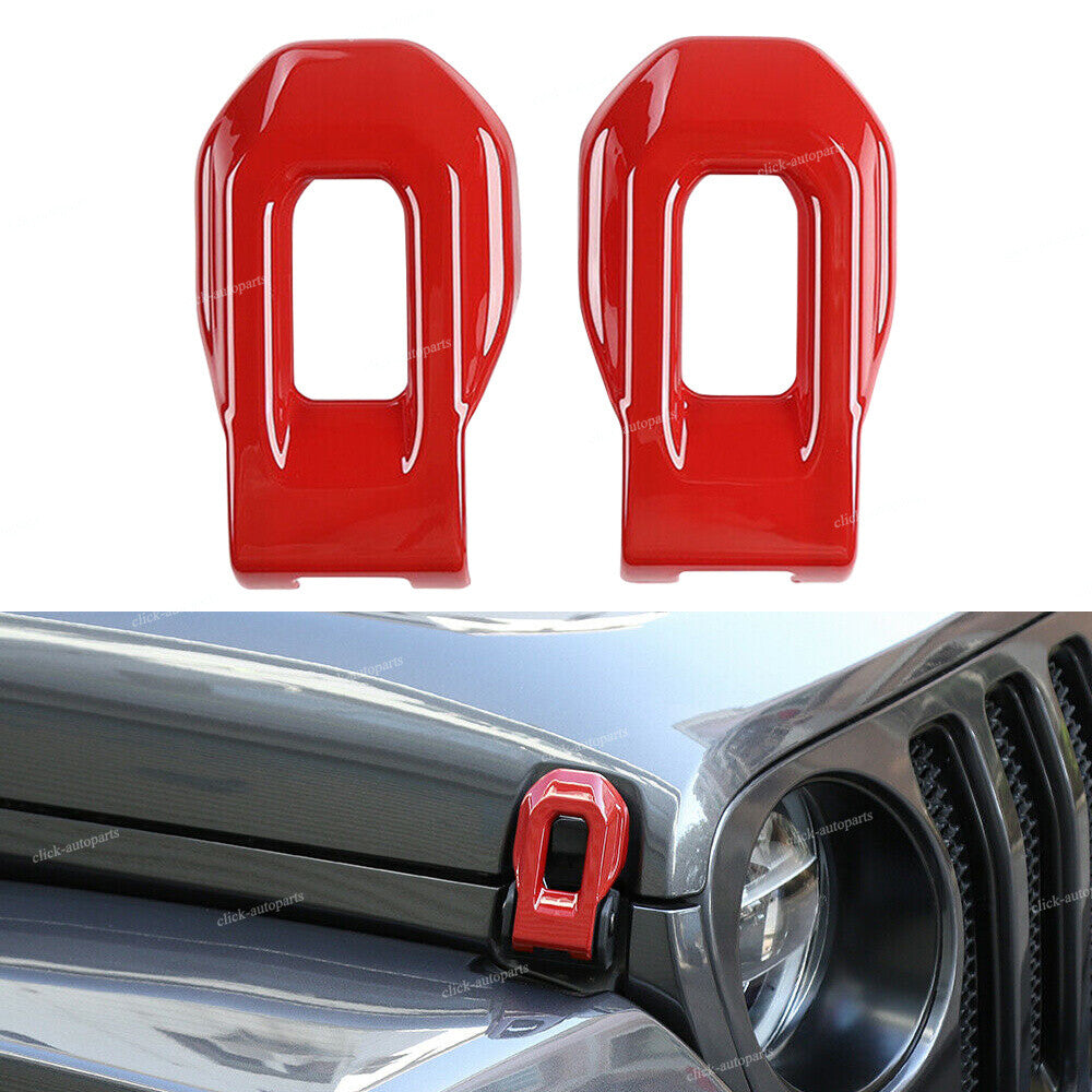 For 18-21 for Jeep for Wrangler Engine Hood Cover Side Lock Latch Buckle Cover Trim Red